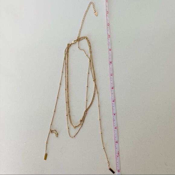 NORDSTROM REVOLVE Gold Wrap Scarf Dangle Drop Beaded Loose Necklace Jewelry - Picture 4 of 6